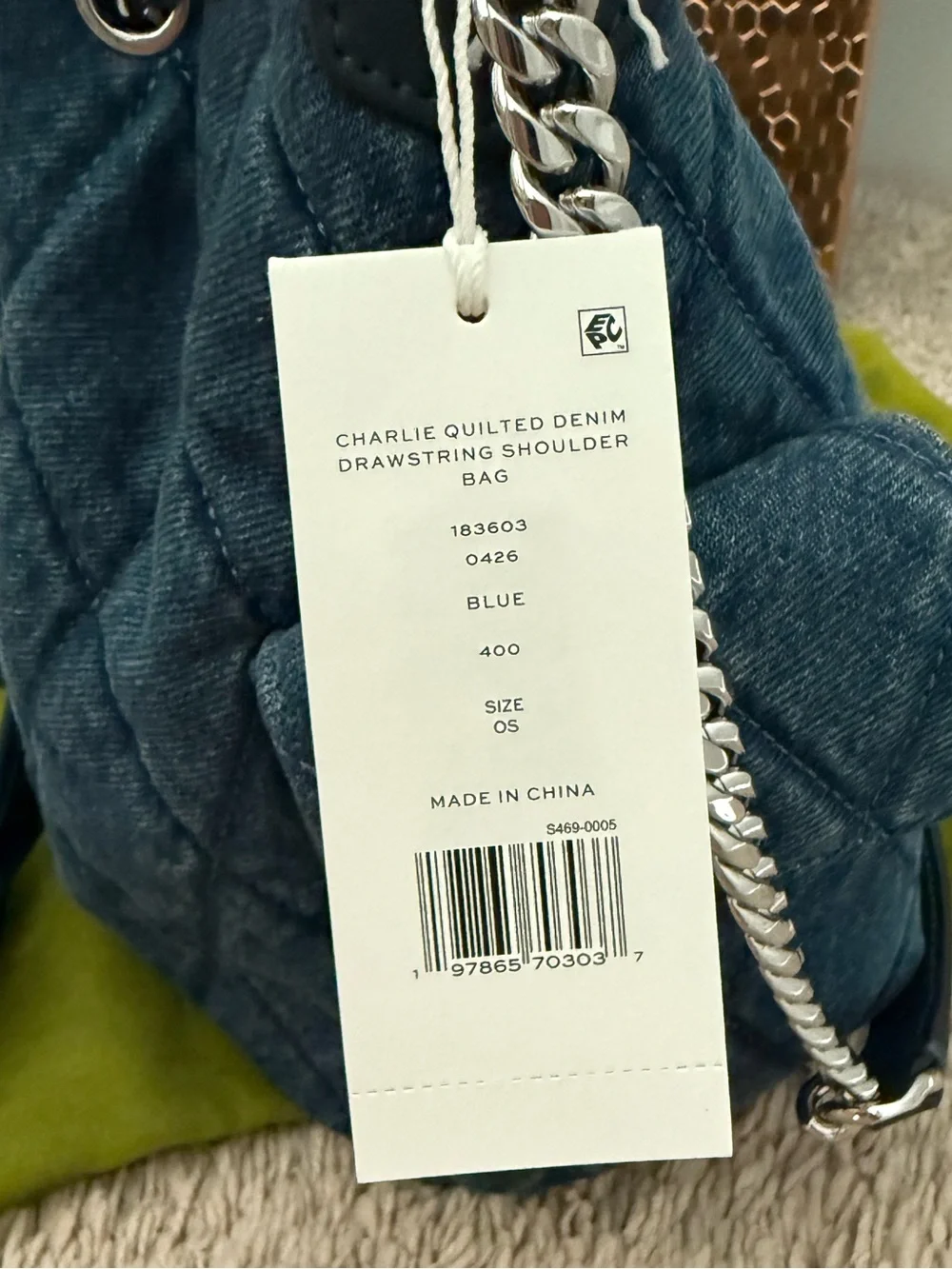 Tory Burch Charlie Drawstring Bag denim